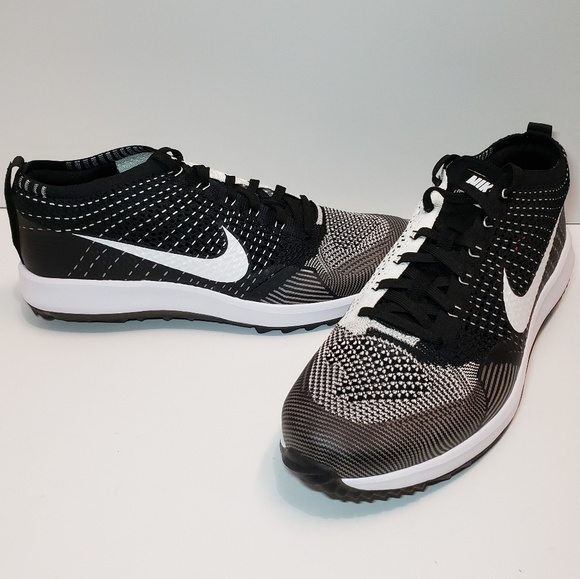 Nike Men’s Flyknit Racer G Golf Shoes Black White - Picture 6 of 7